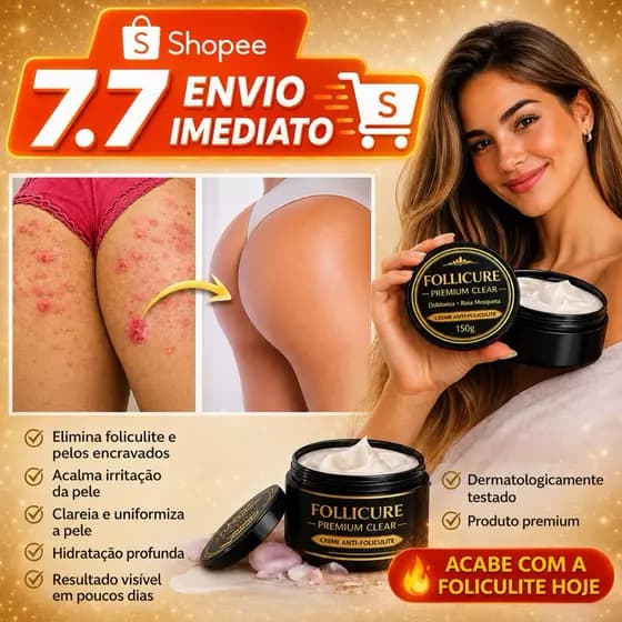 Follicure Premium Clear 150g – Creme Anti-Foliculite para Barba | Remove Pelos Encravados, Clareia e Uniformiza a Pele
