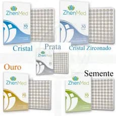 Kit Acupuntura Auricoloterapia Zhenmed Placa 280 Pontos Semente / Cristal /Ouro / Prata