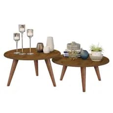 Conjunto 2 Mesas De Centro Dullar Para Decoração Sala Kit Mesa Centro Madeirado