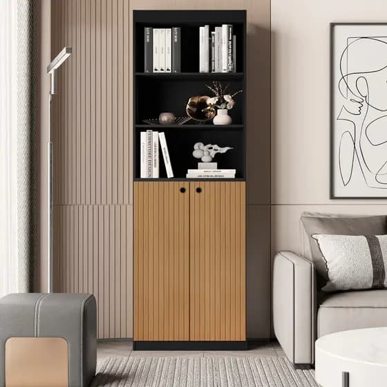 Estante Livreiro Com 5 Prateleiras e 2 Portas Gold Luxo - Dullar Móveis