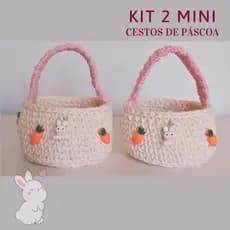 Kit 2 Mini Cestos Para Chocolates em Crochê - Páscoa