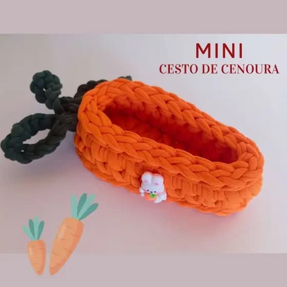 Cesto de Crochê Para Chocolates em formato de Cenoura - Páscoa