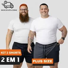 KIT 2 Shorts 2 em 1 Bermuda Masculina PLUS SIZE Com Compressão Interna Treino Academia
