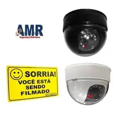 Câmera Falsa fake, Modelo Dome C/Led Infravermelho branco  ou preto + placa