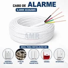 Cabo Frapa 4 vias 0,40mm Para Alarme e Interfone, 20 metros, 30M, 40M, 50M e 100M