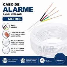 Cabo 4 vias 0,40mm Para Alarme, Interfone 7m 20 metros 30 metros 40 metros 50 metros