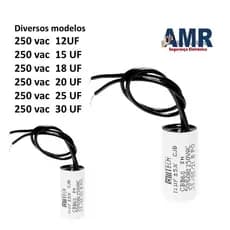 Capacitor 15 uf - 250Vac 12uf, 15uf, 18uf, 20uf, 25uf, 30uf, 35uf, 40uf Motor Portão Eletrônico und
