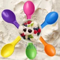 Colher Descartável colorida kit 100, 250, 500, 1000 13,5 cm Reforçado Para Açaí Sorevete Gelato
