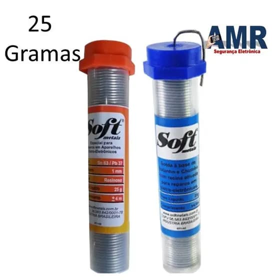 Tubete Estanho Solda Soft Fio Laranja ou Azul 1 Mm Em 25g