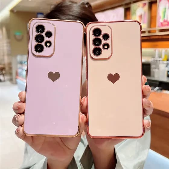 Capa De Revestimento Luxuoso Para Samsung Galaxy A52 A53 A12 A13 5G A52S A23 A33 Amor Padrão Lateral De Coração Celular