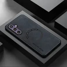 Capa Magnética De Couro Para Samsung Galaxy S24 S23 S22 Ultra S23 FE S21 Plus Carga De Luxo Sem Fio Telefone