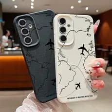 Avião Rota Textura De Couro Macio TPU Caso Para Samsung Galaxy A56 A36 A55 A35 A54 A34 A16 A15 A14 A26 A25 A53 A52 5G Te