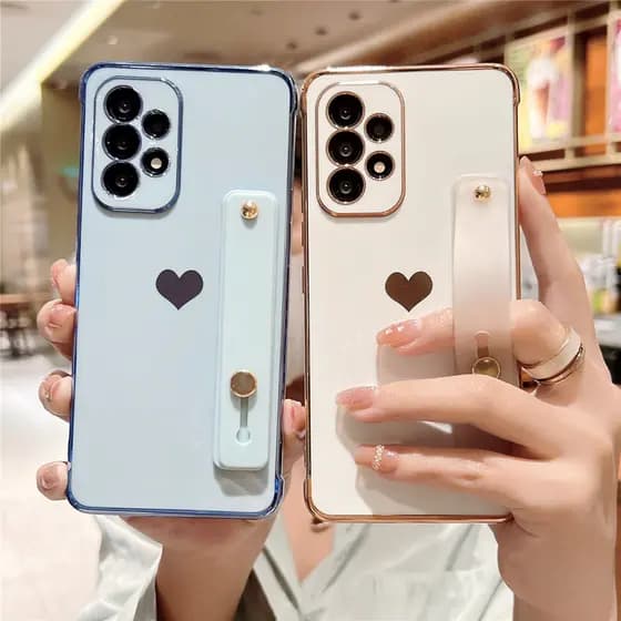 Capa Luxuosa Revestida Para Samsung Galaxy A56 A36 A55 A35 A54 A34 A53 A26 A25 A24 A23 A16 A15 A14 A13 5G Amor Coração P