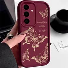 Borboleta Macio TPU Silicone Caso Para Samsung Galaxy A55 A16 A15 A14 A54 A35 A34 A53 A52 5G A06 A05 A05S À Prova De Cho