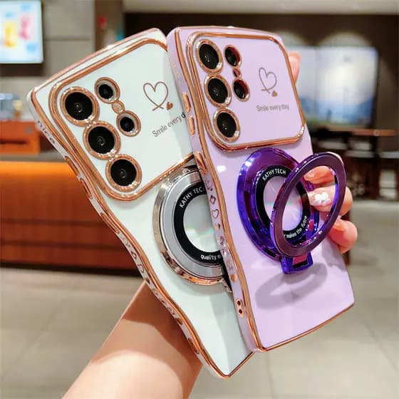 Luxo Onda Chapeamento Suporte Caso Para Samsung Galaxy A17 A16 A15 A14 A13 A56 A36 A55 A35 A54 A34 A26 A25 A24 A23 5G La