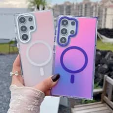 Lente De Metal Caso Telefone Para Samsung Galaxy S26 S25 S24 Ultra S23 Plus S25 FE Borda Carregamento Sem Fio Descolorir