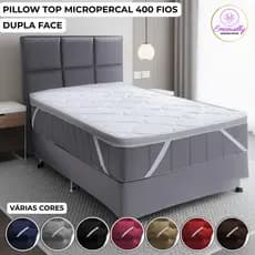 Pillow Top Solteiro 1,88 x 0,88 Micropercal 400 Fios Toque Aveludado Conforto Hotel Luxo Premium