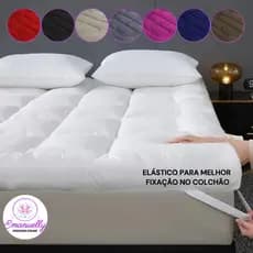 Pillow Top Casal Percal Toque De Pluma Super Macio Cama Box Ergonomico 400 Fios Luxo