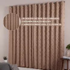 Cortina Jacquard 3,00 x 2,80 Sala Quarto Tecido Premium Semi Blackout Luxo Decoração Janela Grande