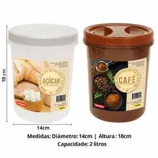 Pote Para Açúcar e Café Com Rosca 2 litros - Uninjet
