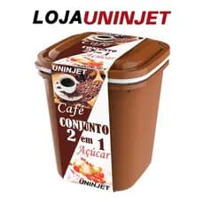 Kit 2 Potes Herméticos Uninjet 1,9L Tampa Vedação Café Açúcar Cozinha