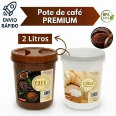 Kit Pote Para Café e Açucar Premium Com Rosca Hermético 2 litros - Uninjet