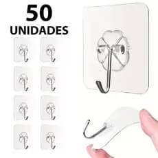 Gancho De Parede Adesivo (01,10 ou 50 Unidades) Sem Furos Reutilizável Multiuso Autocolante