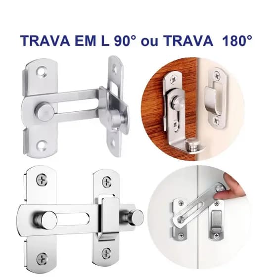 Trava De Segurança Para Porta Fechadura De Porta Aço Inoxidável 180° Portas Janelas Tramela Trinco