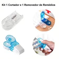Cortador De Comprimidos Remédios Kit 2 Corta e Armazena De Plástico Lâmina Inox Multiuso Universa