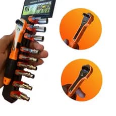 Jogo De Chave Catraca Kit 19 Peças Reversível Com Soquetes Tipo Canhão Bits Profissional Uso Geral
