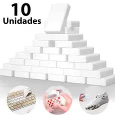 Kit 10 Esponja Mágica Bucha Limpeza Pesada Lava Louça Carro Tira Mancha Riscos Desengordura Melamina