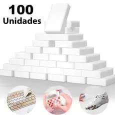 Kit Esponja Mágica Bucha Limpeza Pesada Lava Louça Carro Tira Mancha Riscos DesengorduraMelamina