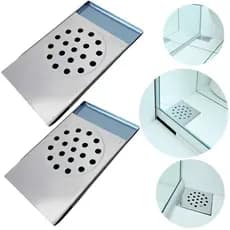 Kit 2 Ralos Pratic Ralo Inteligente 14x10cm para Box Banheiro Aço Inox Anti-Entupimento