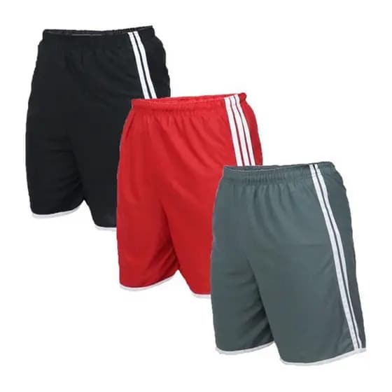 Shorts Futebol M ao G4 Bermuda Calção com Listra Lateral Juvenil Adulto Preto Academia Treino Short Piscina