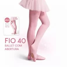 Meia Calça BALLET Infantil Selene Original Fio 40 Rosa com Abertura Bale Jazz Dança