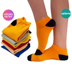 Meia Cano Curto SELENE Feminina Básica Color Sapatilha Curta 34-39 Kit ou Individual