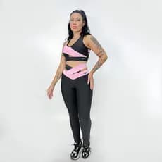 Conjunto Fitness Trançado Academia Feminino Cós Alto Não Enrola Chermont Fitness