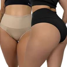 Kit 2 Calcinha Cinta Cintura Alta Modeladora Seca Barriga Chermont Fitness