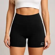 Short Fitness Feminino Suplex Cintura Alta Compressão Esportivo Academia Corrida Treino Básico Liso