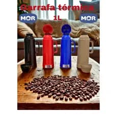Garrafa Térmica MOR 1 Litro – Cores Azul, Vermelha e Bege | Café, Chá, Água | Alta Conservação