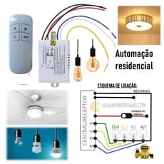 Interruptor Parede Inteligente Wireless Sem Fio 3 Vias Com Controle Remoto Para Lâmpadas Ventilador