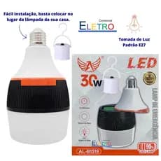 Lampada Bulbo Led Recarregavel Para Uso Camping e Falta de Energia Lampada Led 30W
