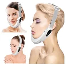 Massageador Facial Redutor de Papada e Rugas com Luz LED e Vibração Alta Frequência