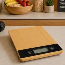 Balança De Cozinha Bambu Digital Alta Precisão Dieta 5KG Dieta Confeitaria Fitness