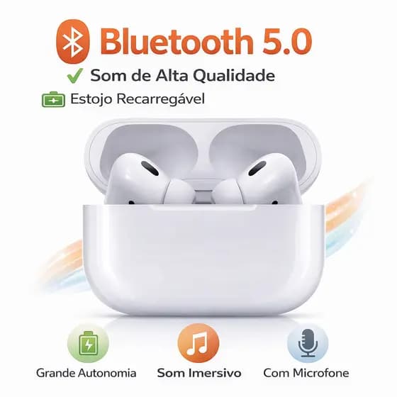 Fone de Ouvido Intra Auricular Bluetooth com Case de Carregamento TIPO-C PRO