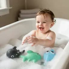Kit 4 Brinquedos Para Banho Bebe Peixinho Vinil Macio Bichinhos Banheira Infantil Primeira Infancia Mimo