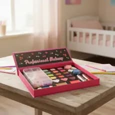 Kit Maquiagem Infantil E Micanga 2 Em 1 Estojo Completo Pulseira Batom Sombra Infantil Menina Presente