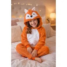 Macacão Peluciado Raposa em Fleece - fantasia, pijama kigurumi para bebês e crianças