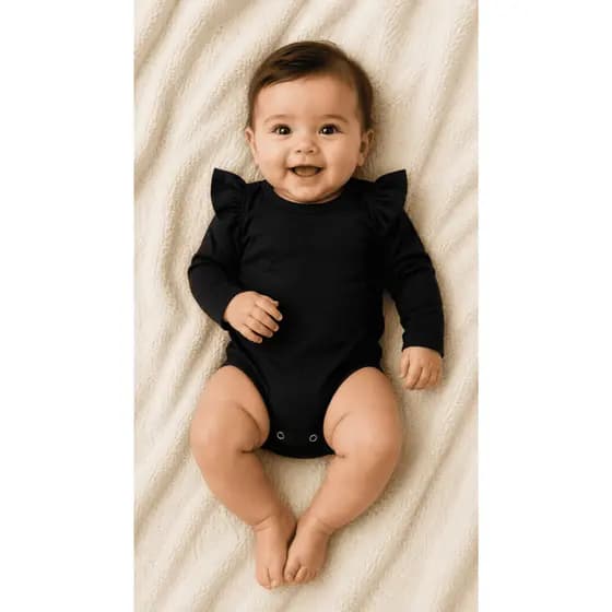 Body FruFru Manga Longa Preto