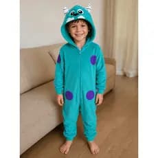 Macacão Peluciado Sullivan em Fleece - fantasia, pijama kigurumi para bebês e crianças